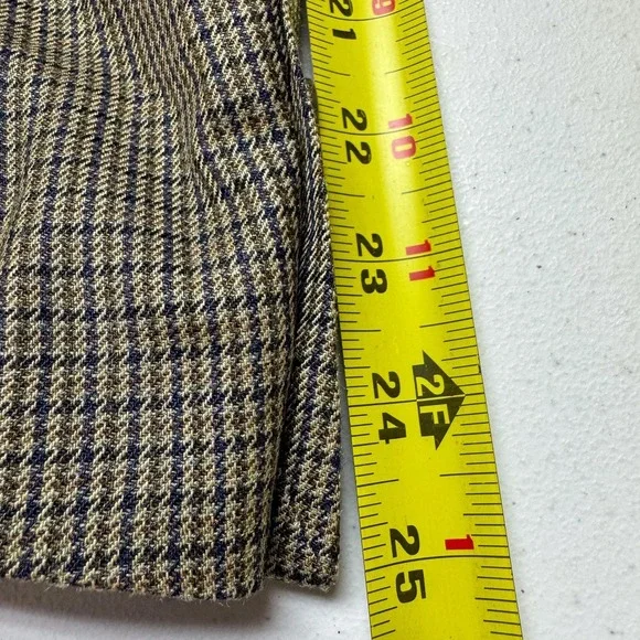Jos A‎ Bank Blazer Mens 41R Brown Blue Wool Silk Houndstooth Check Sport Coat
